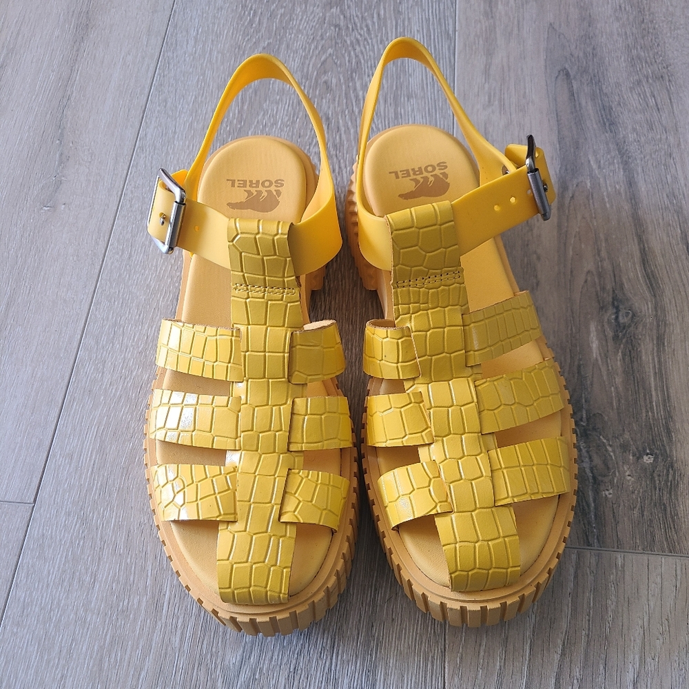 Sorel Women's Trendy Fashion Stylish Leather Platform  Gladiator Sandals Sz 6.5